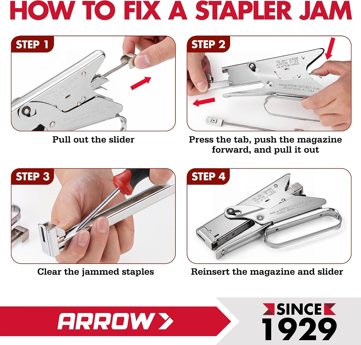 Arrow Fastener P22 Heavy Duty Handheld Plier Stapler for Crafts, Office, and Insulation, Uses 1/4-Inch and 5/16-Inch Staples
