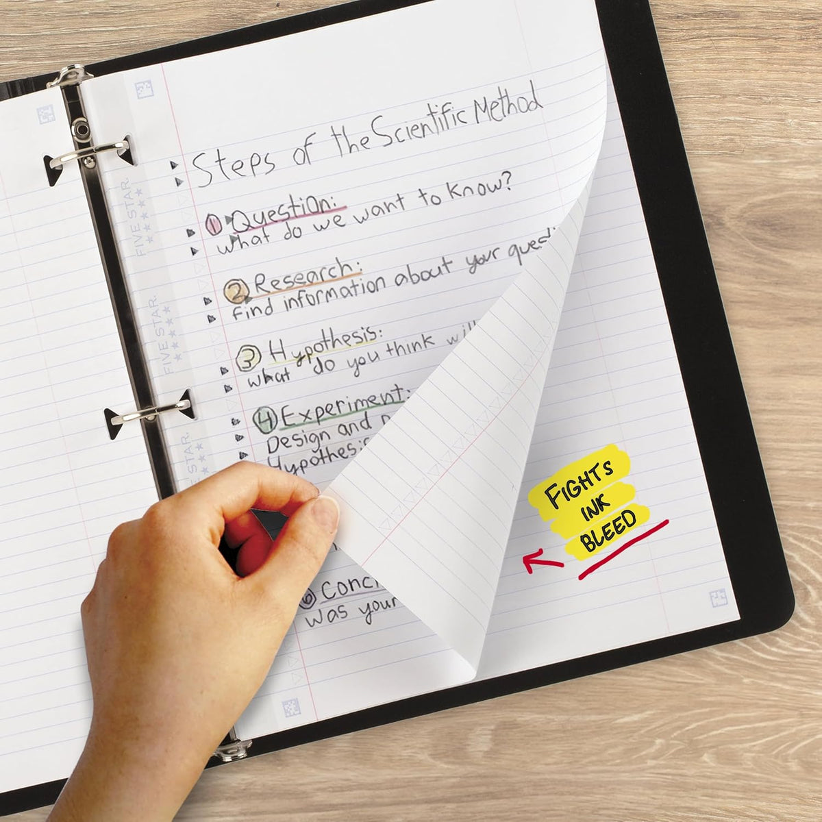 Five Star Loose Leaf Paper + Study App, Wide Ruled Filler Notebook Paper, Reinforced, Fights Ink Bleed, 8" x 10-1/2", 80 Sheets (150002)