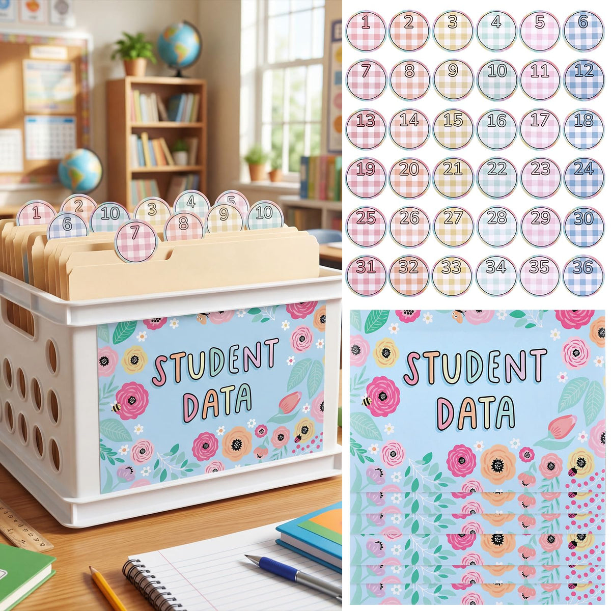 Marspark 10 Set Classroom Organization Folder Label Student Work File Label