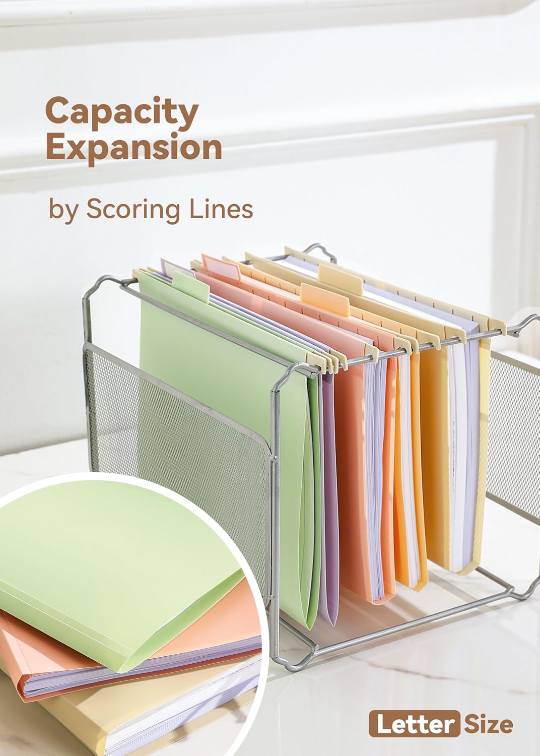 SortRax Plastic Hanging File Folders, Letter Size, Tear-Resistant, Pastel