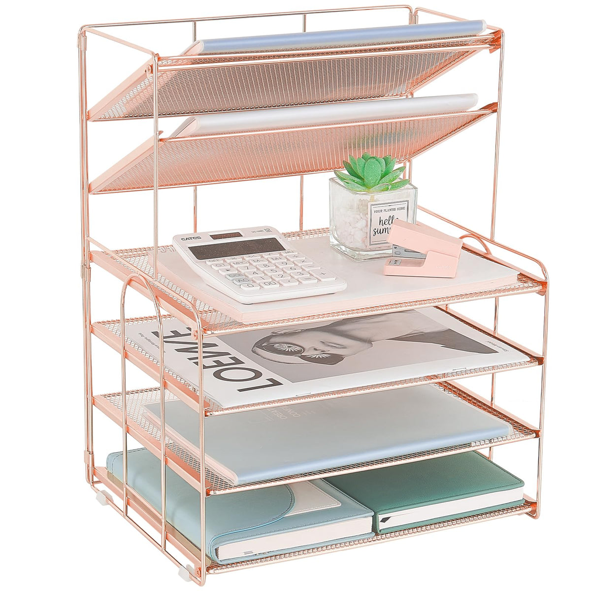 OPNICE Desk Organizer, 5-Tier Paper Organizer Letter Tray, Black
