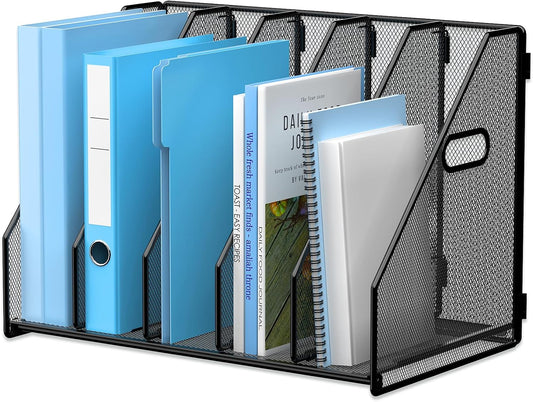 MINDEPOT Desk File Organizer Folder Holder with 5 Vertical for Office Black