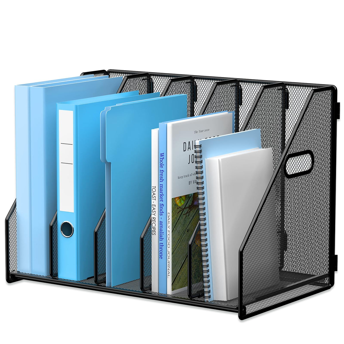 MINDEPOT Desk File Organizer Folder Holder with 5 Vertical for Office Black