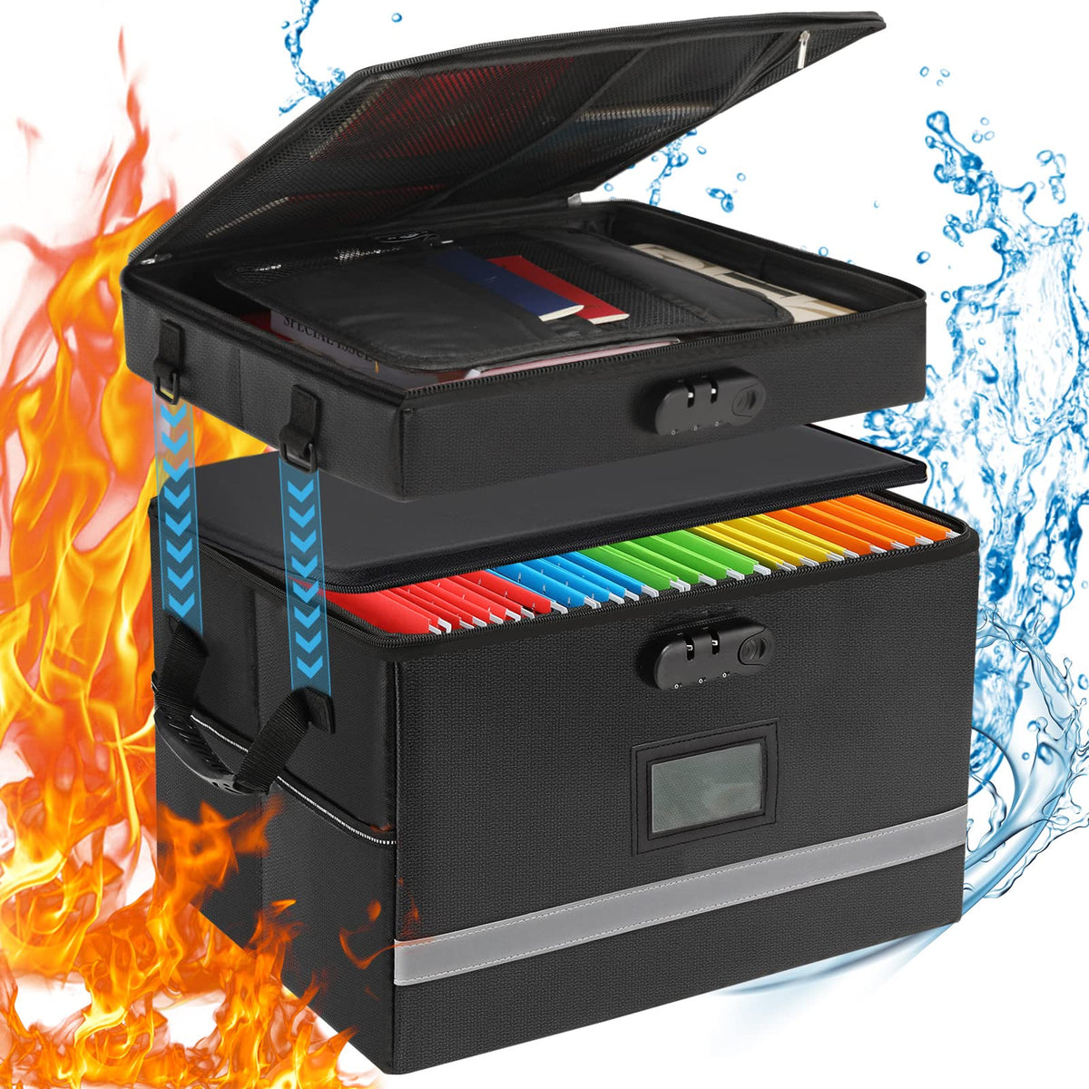 EXLIFBAG Fireproof File Organizer with Lock, 1 Layer