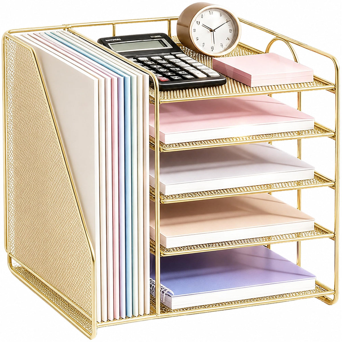 OPNICE Desk Organizer, 5-Tier Paper Organizer Letter Tray, Black