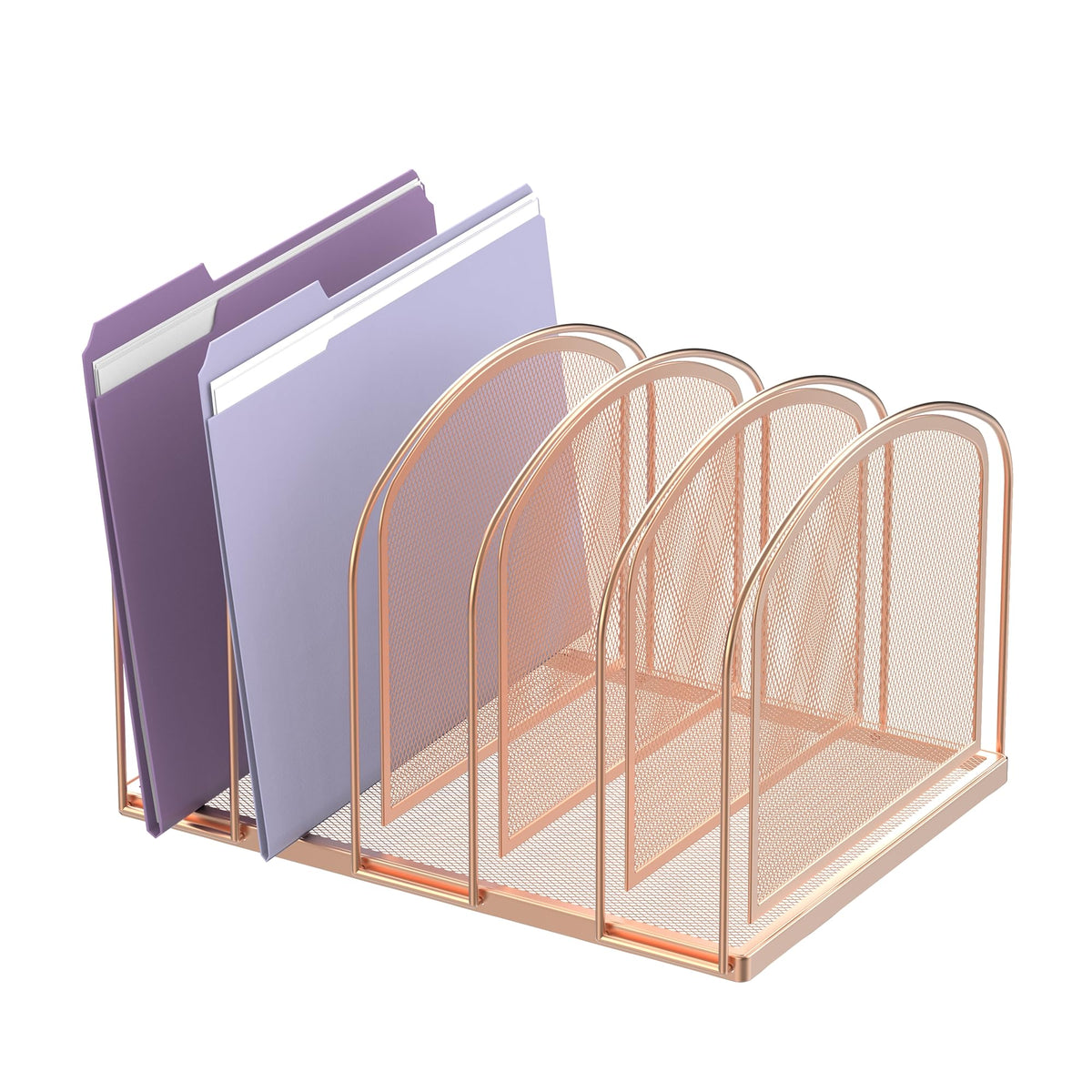 SUPEASY 5-Section File Organizer for Desk, Metal File Folder Holder, Black