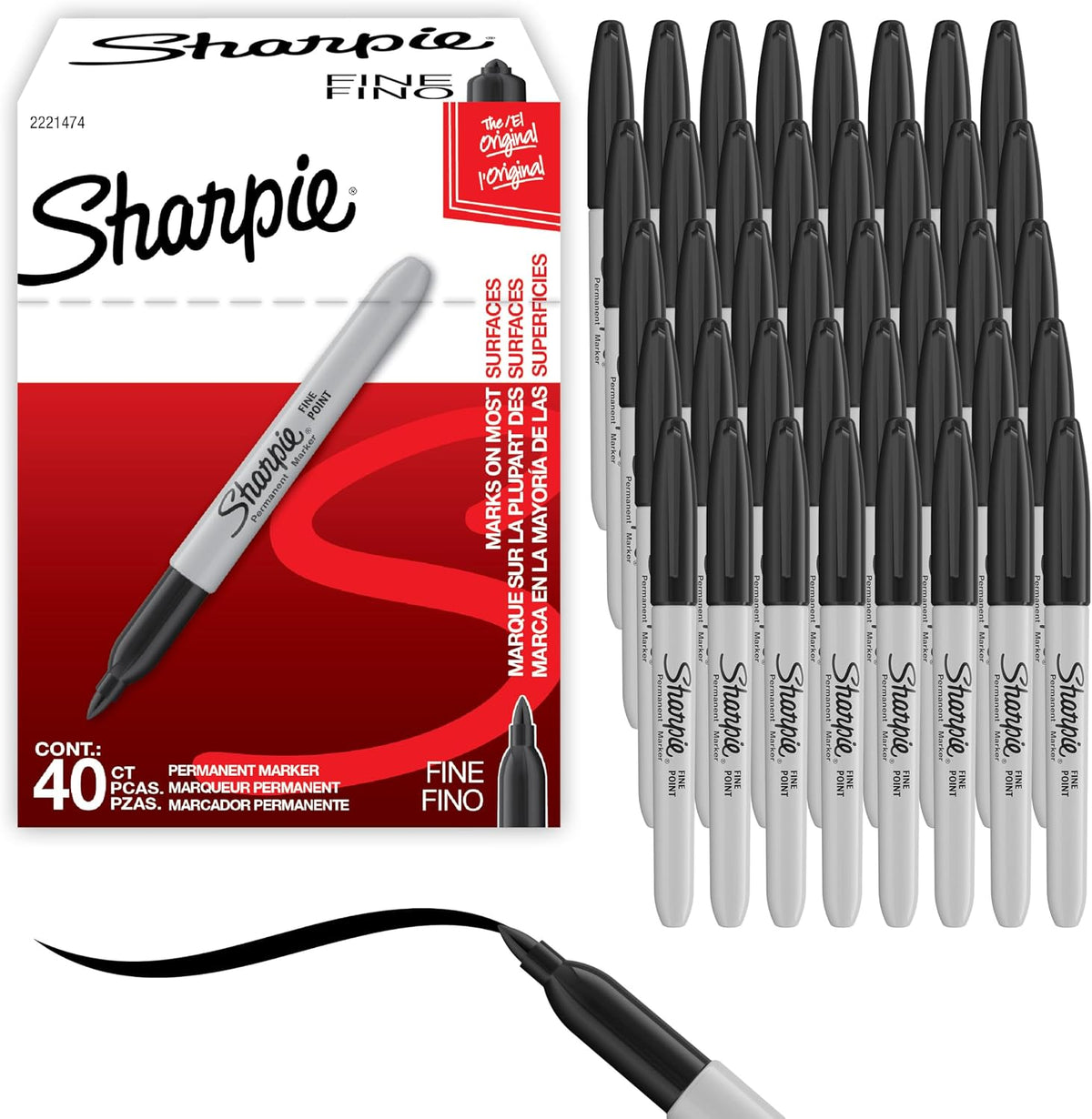 Sharpie Permanent Markers, Fine Tip, Black, 12 Count - Quick Drying, Fade Resistant, For Wood, Plastic, Paper, Metal, And More