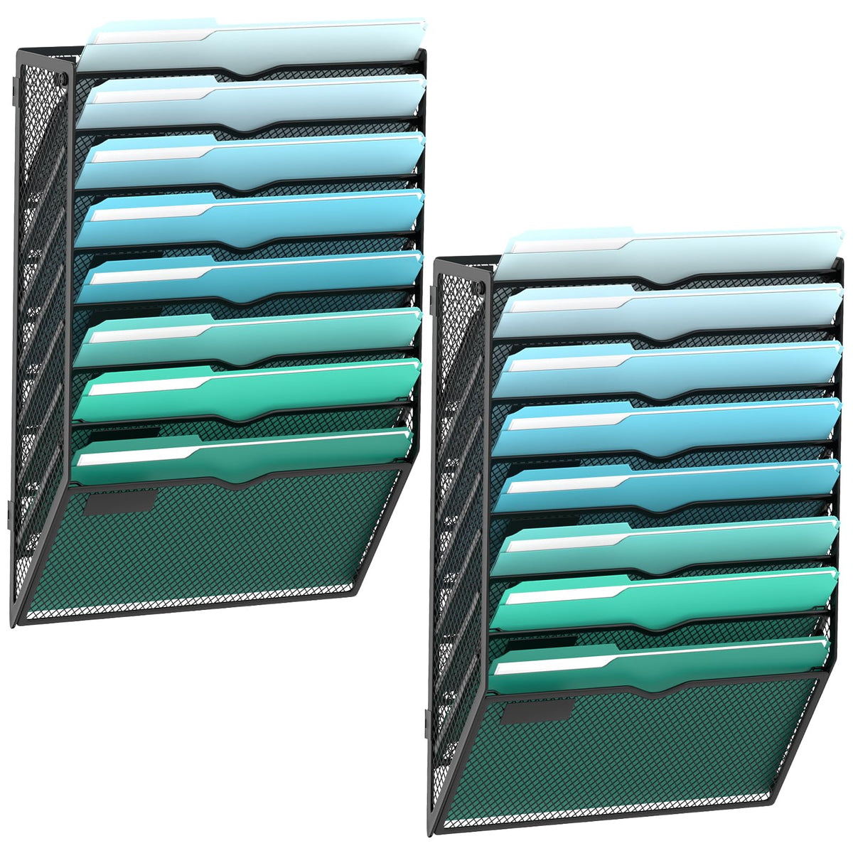 10-Tier Wall File Organizer, Hanging File Holder, Wall Mounted Mail Sorter