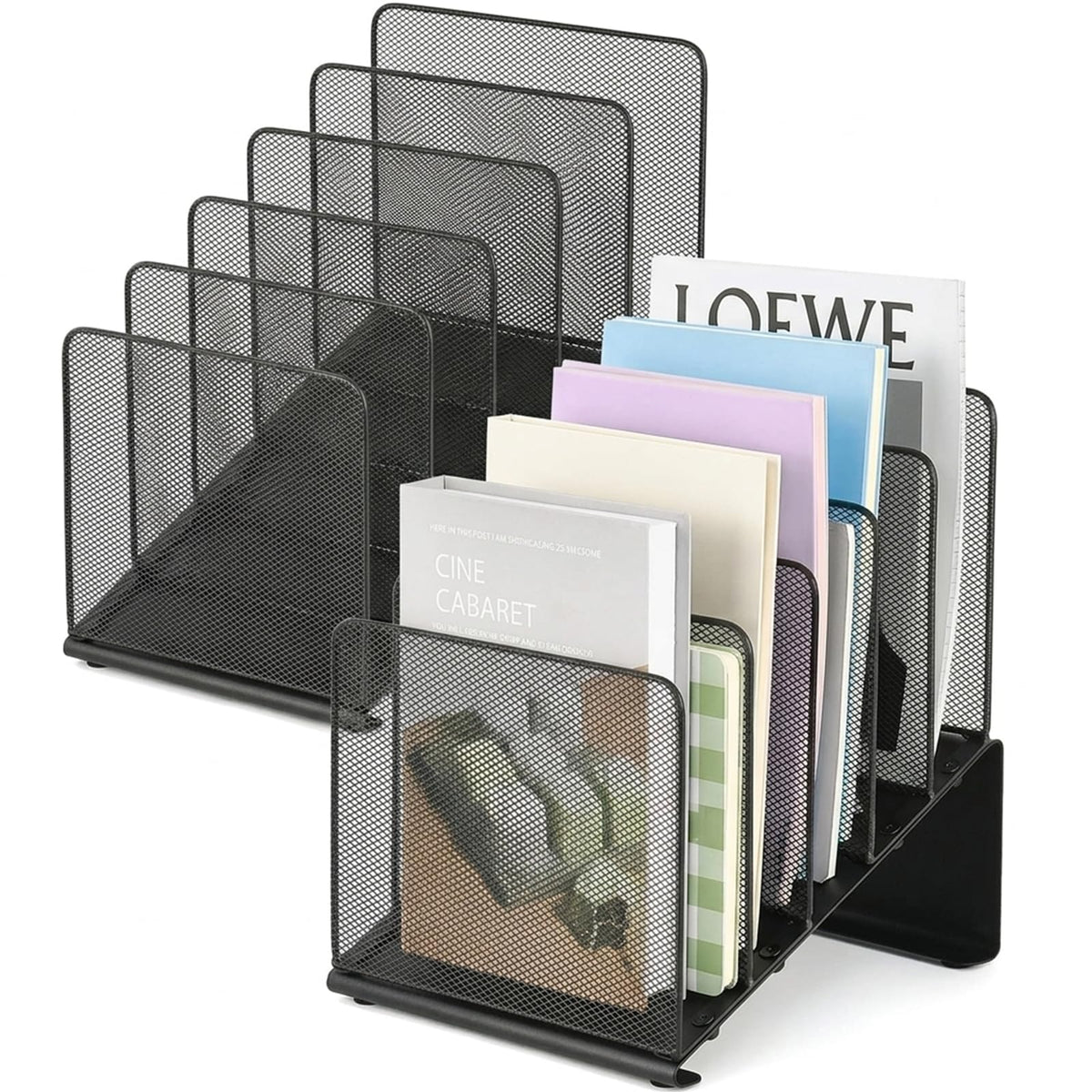 LEKETREE File Organizer for Desk, File Folder Organizer with 5-Section Vertical Rack, Suitable for Home Office Document Organization and Storage(Black)