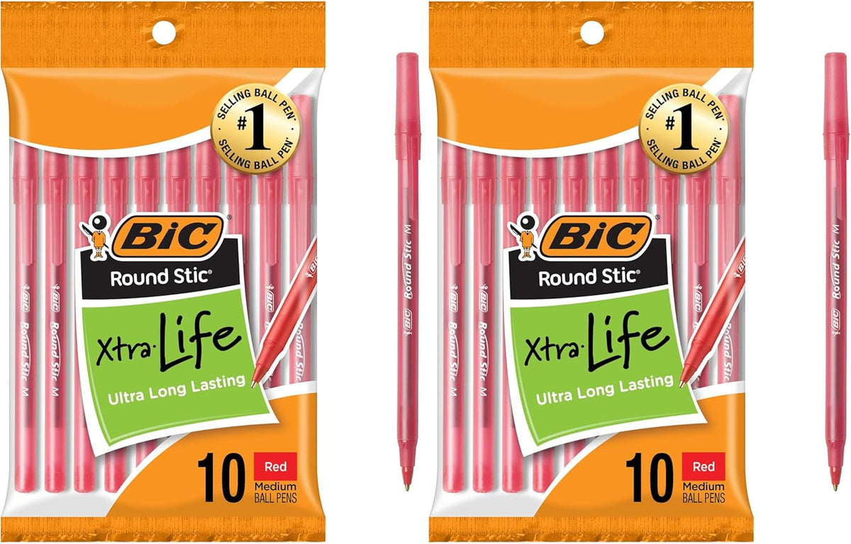 BIC Round Stic Black Ballpoint Pens, Medium Point, 1.0mm, 10-Count