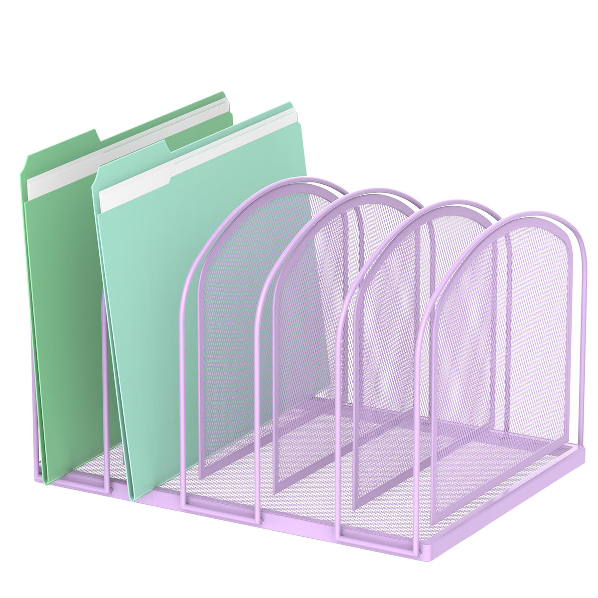SUPEASY 5-Section File Organizer for Desk, Metal File Folder Holder, Black