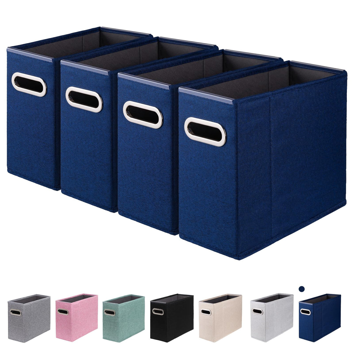 4 Packs Letter Size File Organizer, File Folders Organizer, Fabric Storage Box, Collapsible Paper Organizer with Metal Handle, Smooth PVC Rails, Only Box (Beige)
