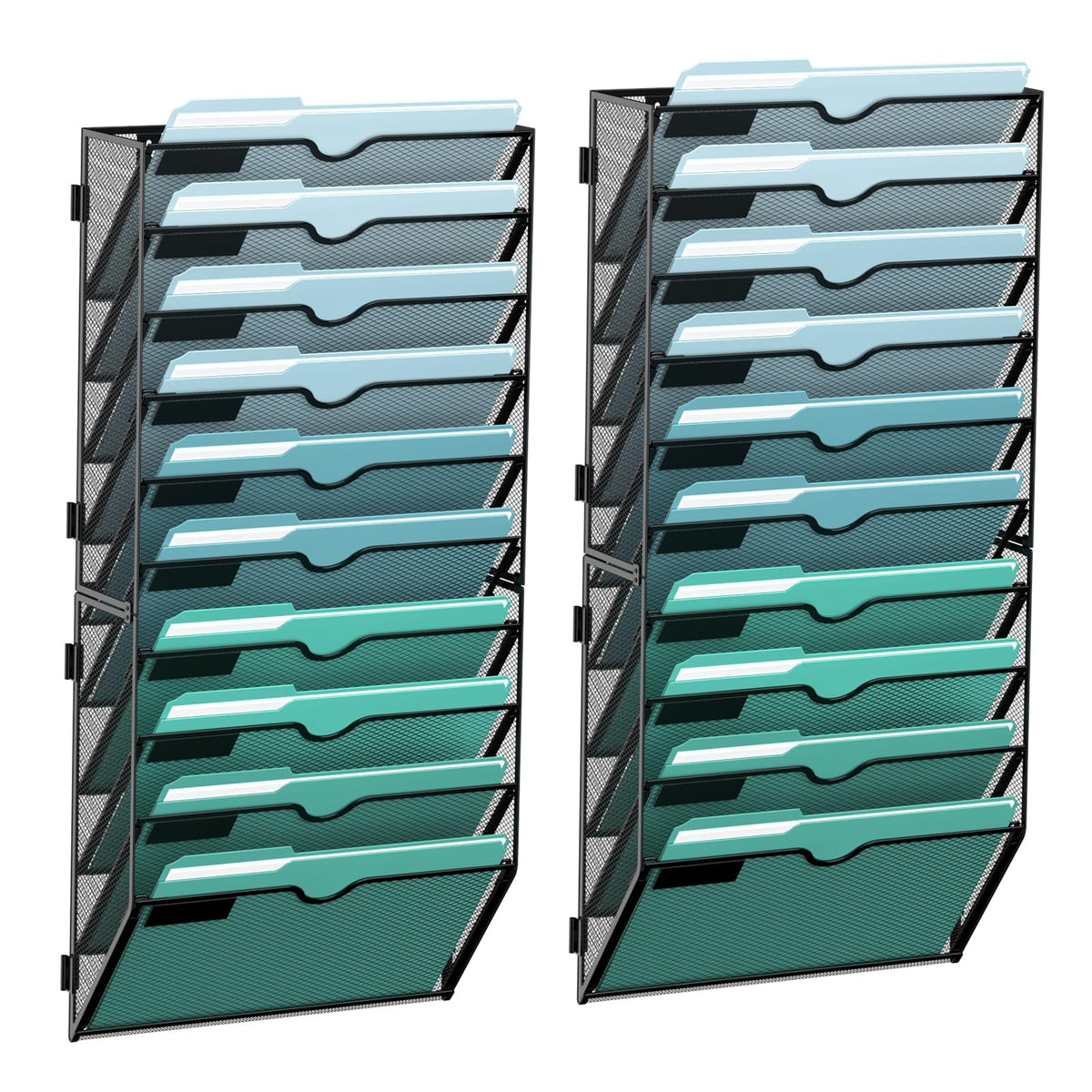 10-Tier Wall File Organizer, Hanging File Holder, Wall Mounted Mail Sorter