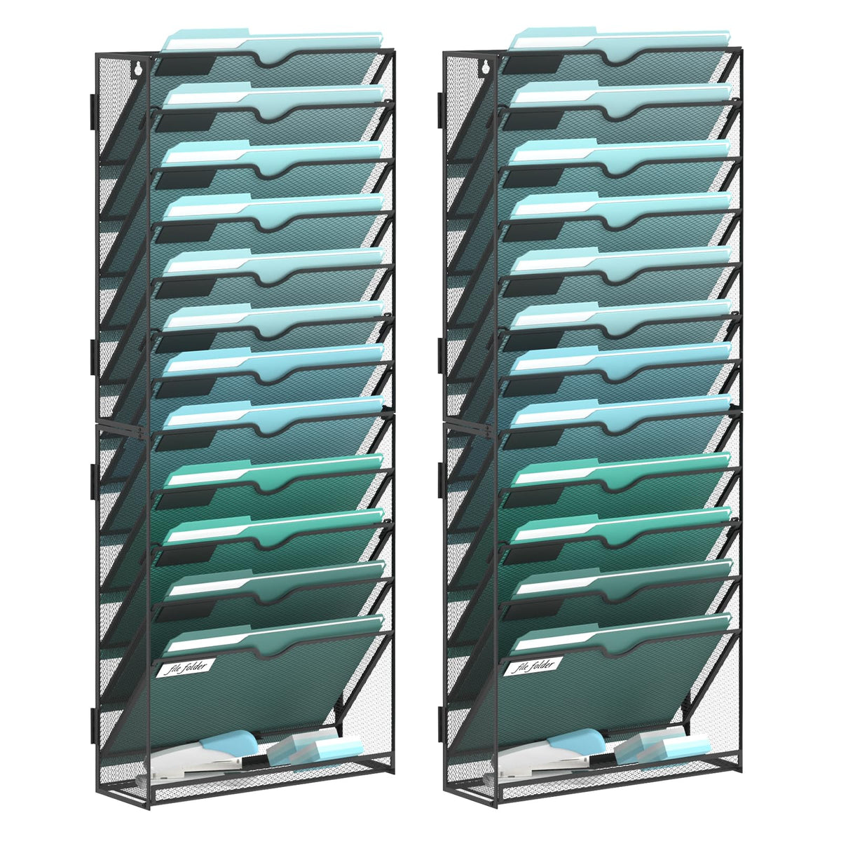 10-Tier Wall File Organizer, Hanging File Holder, Wall Mounted Mail Sorter