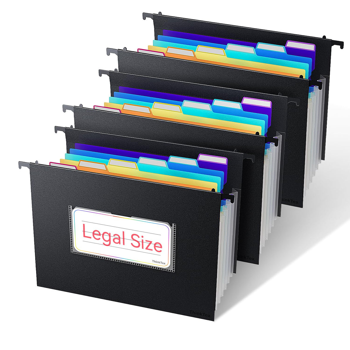 ThinkTex Plastic Expanding Hanging File Folders, 7 * 1.2" Accordion Pockets