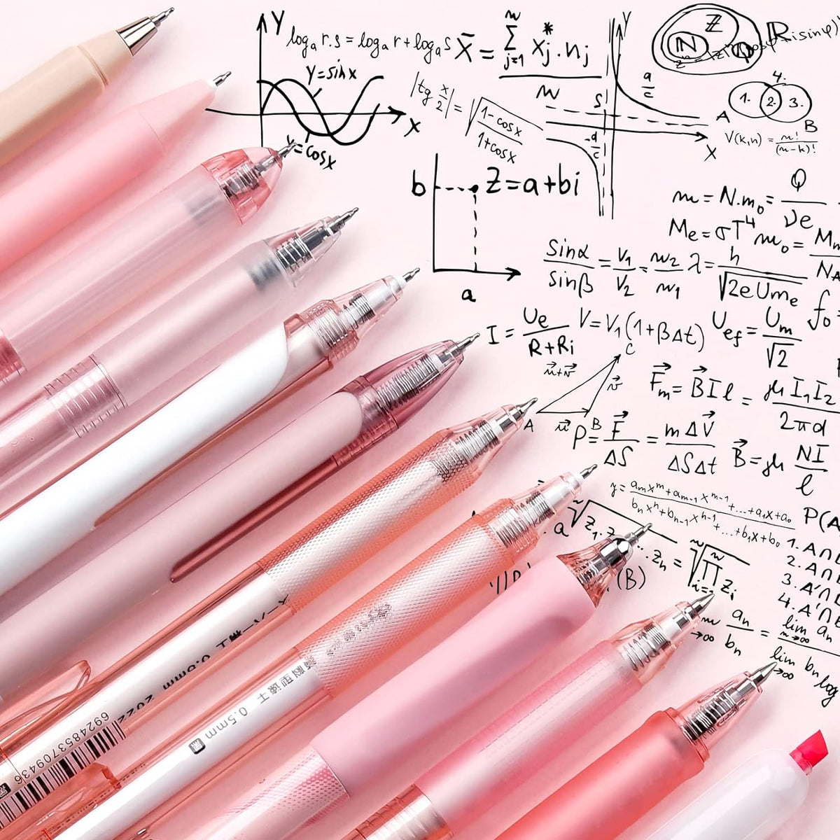 Four Candies Rose Gel Pens, Pink & Black Ink, 0.5mm, 12 Count