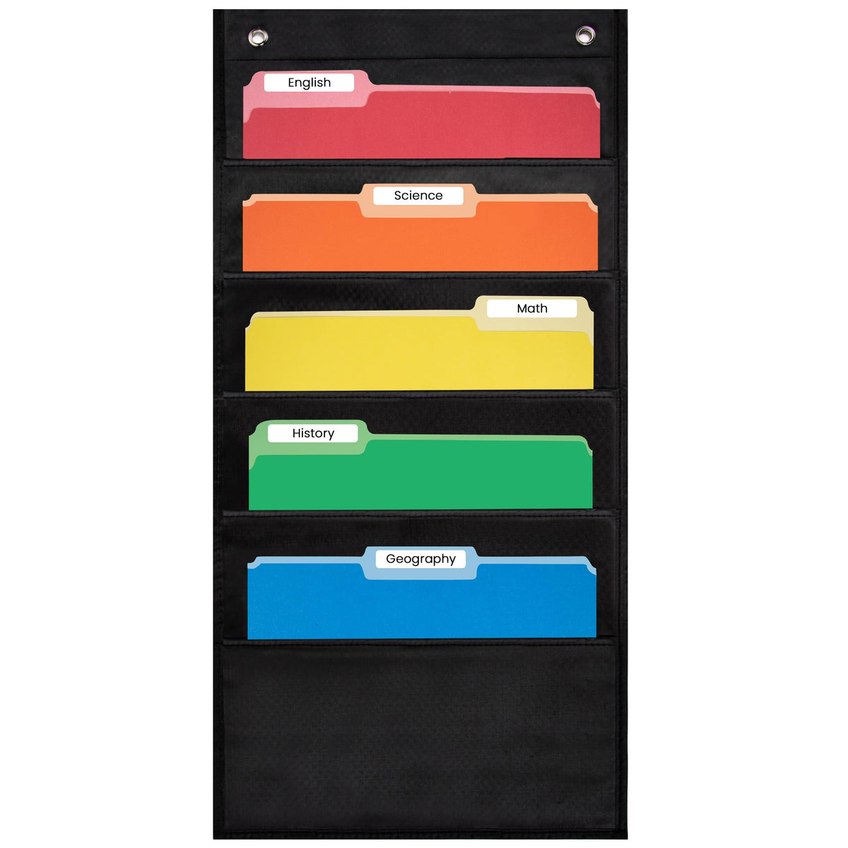 Essex Wares- 10 Pocket File Folder Pocket Chart, Black, 14" Wide x 47" Tall