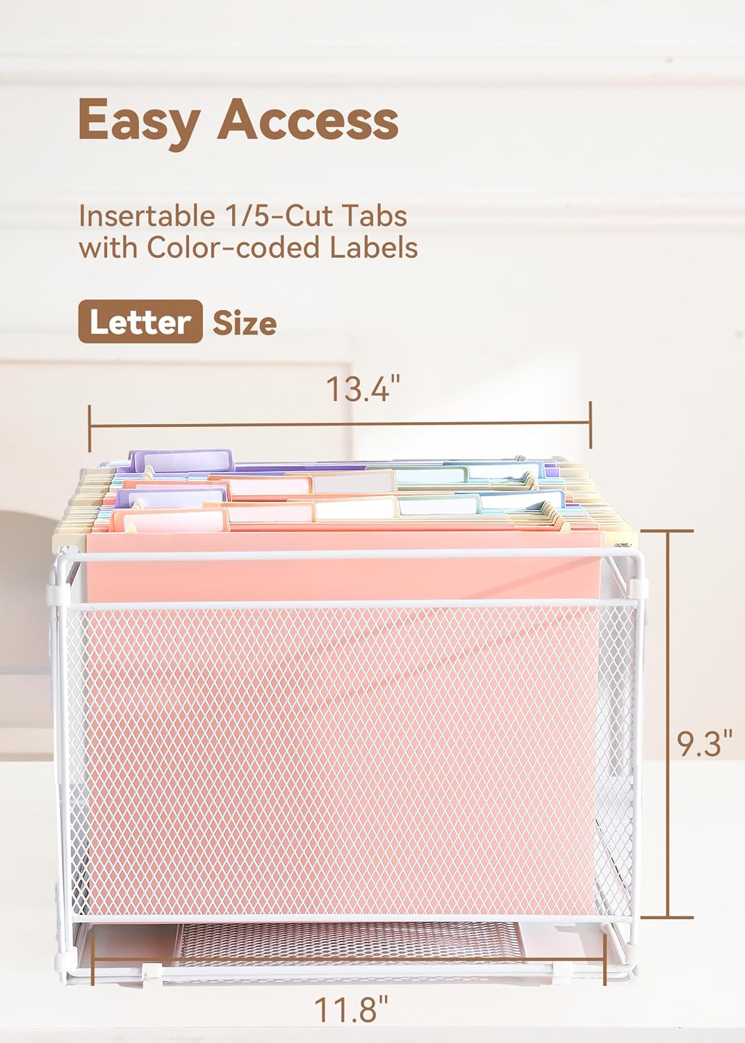 SortRax Plastic Hanging File Folders, 2" Expansion, Letter Size, Pastel