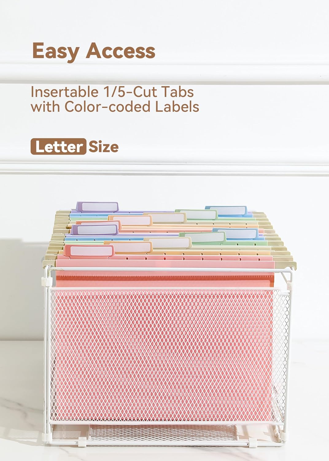 SortRax Plastic Hanging File Folders, Letter Size, Tear-Resistant, Pastel