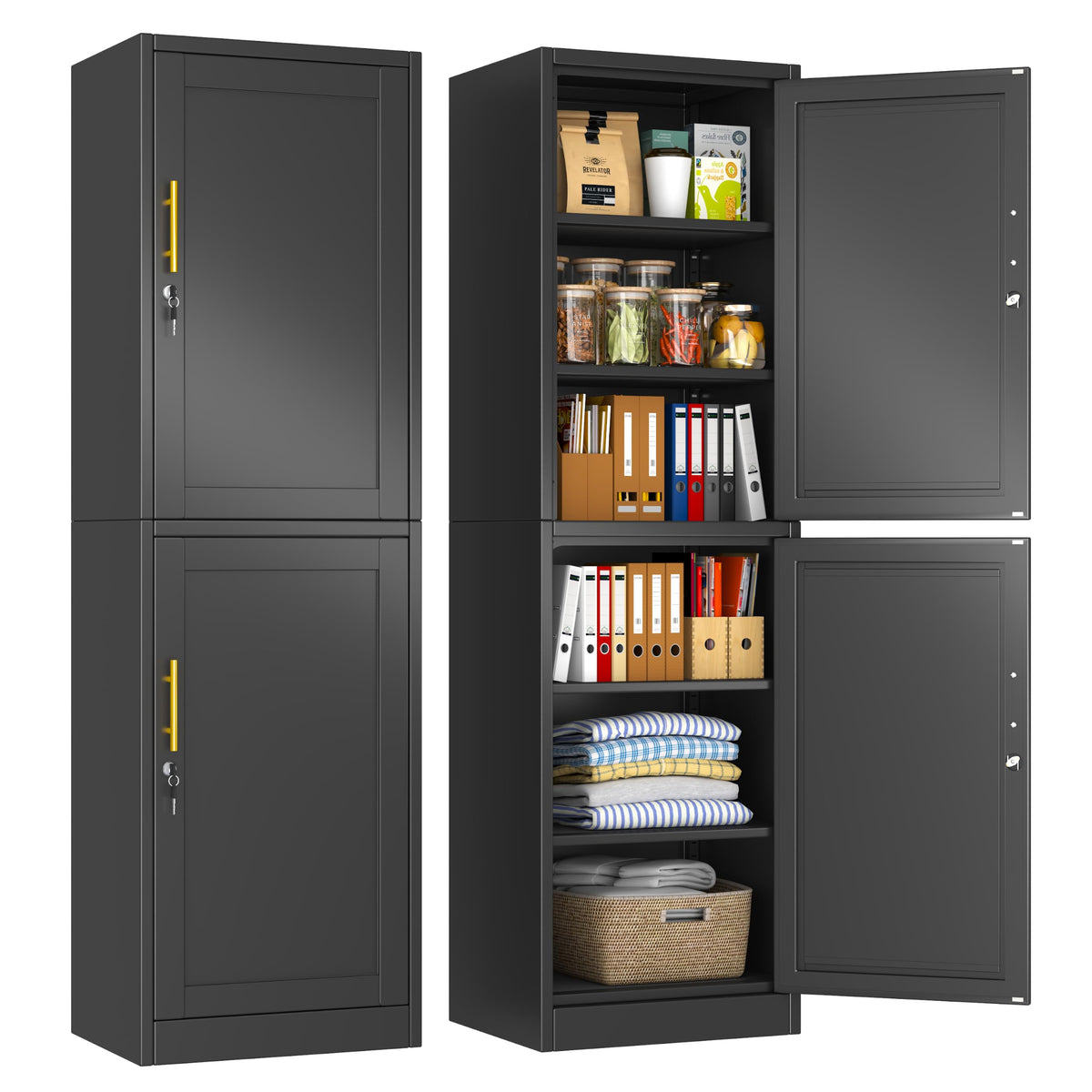 2 Drawer Metal File Cabinet with Lock,Lateral Filing Storage Cabinets,Steel Wide File Organization for Legal/Letter/A4/F4 Size with Hanging Files&Key,Lockable Printer Stand for Home Office, Black