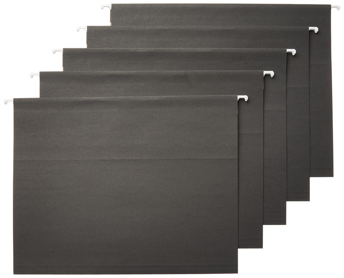 Amazon Basics Hanging File Folders with Adjustable Tabs for Document Organization, Letter Size, 8.5x11 inches, Black, 25-Pack