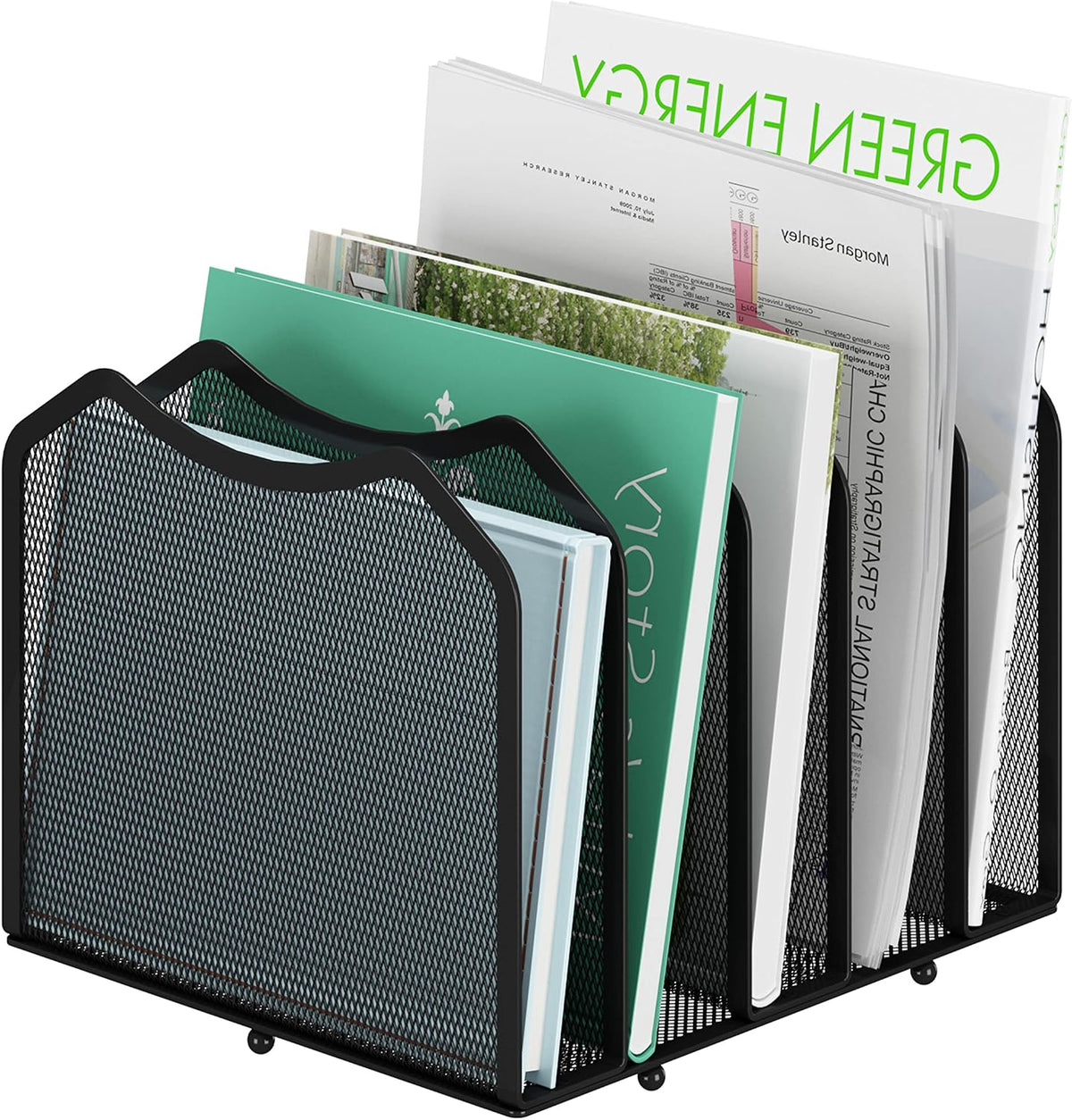 Simple Trending 5-Section Vertical File Organizer, Black
