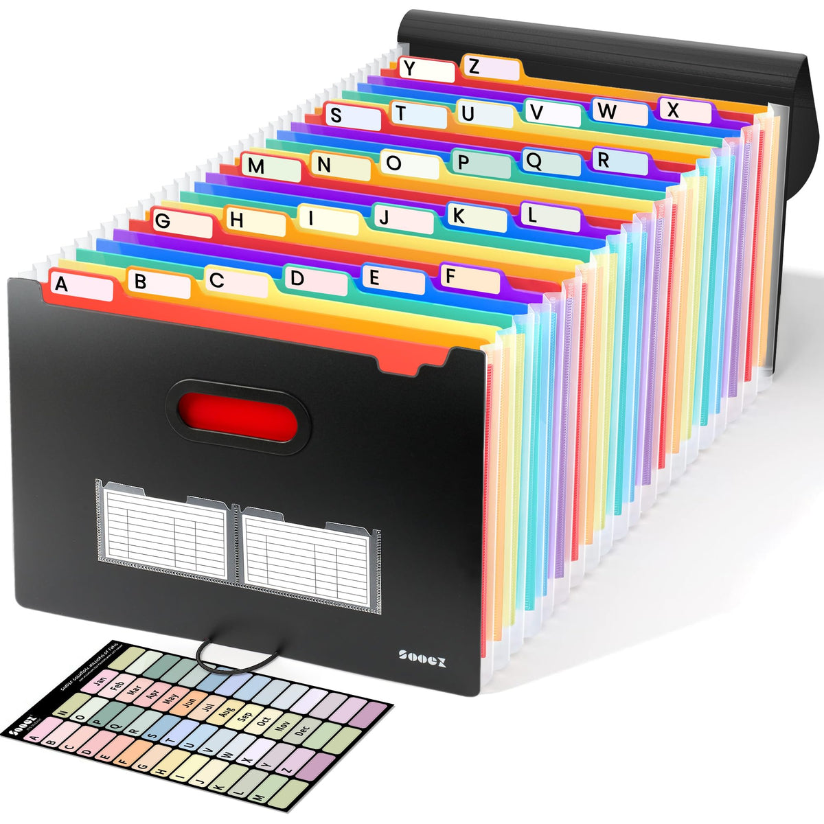 Sooez Accordion File Organizer, 26-Pocket Expanding File Folder Letter Size