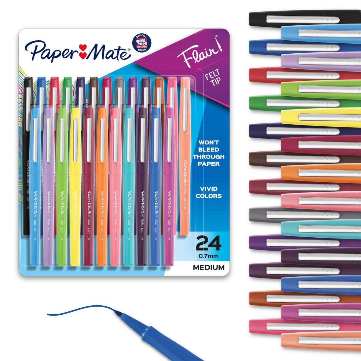 Paper Mate Flair Felt Tip Pens, Medium Point (0.7mm), 12 Count - For Arts & Crafts, Note-Taking, Journaling, School Supplies for Teachers & Students