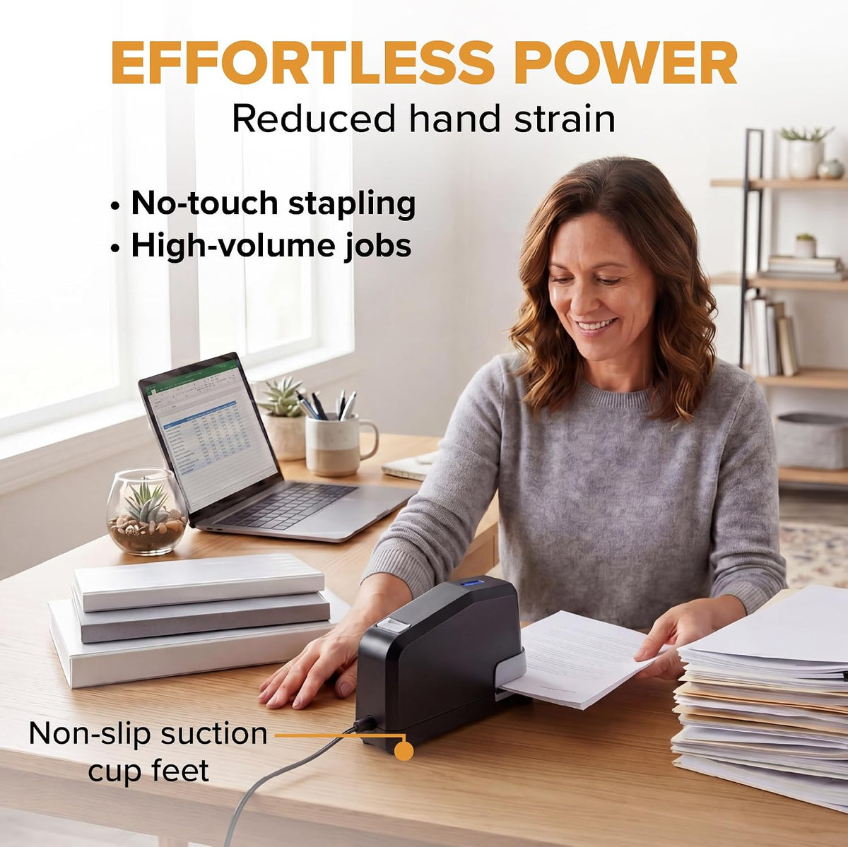 Bostitch Office Impulse Heavy Duty Electric Stapler Value Pack, 45 Sheet Capacity, Includes 5,000 Staples, No-Jam, Faster Stapling, Silver