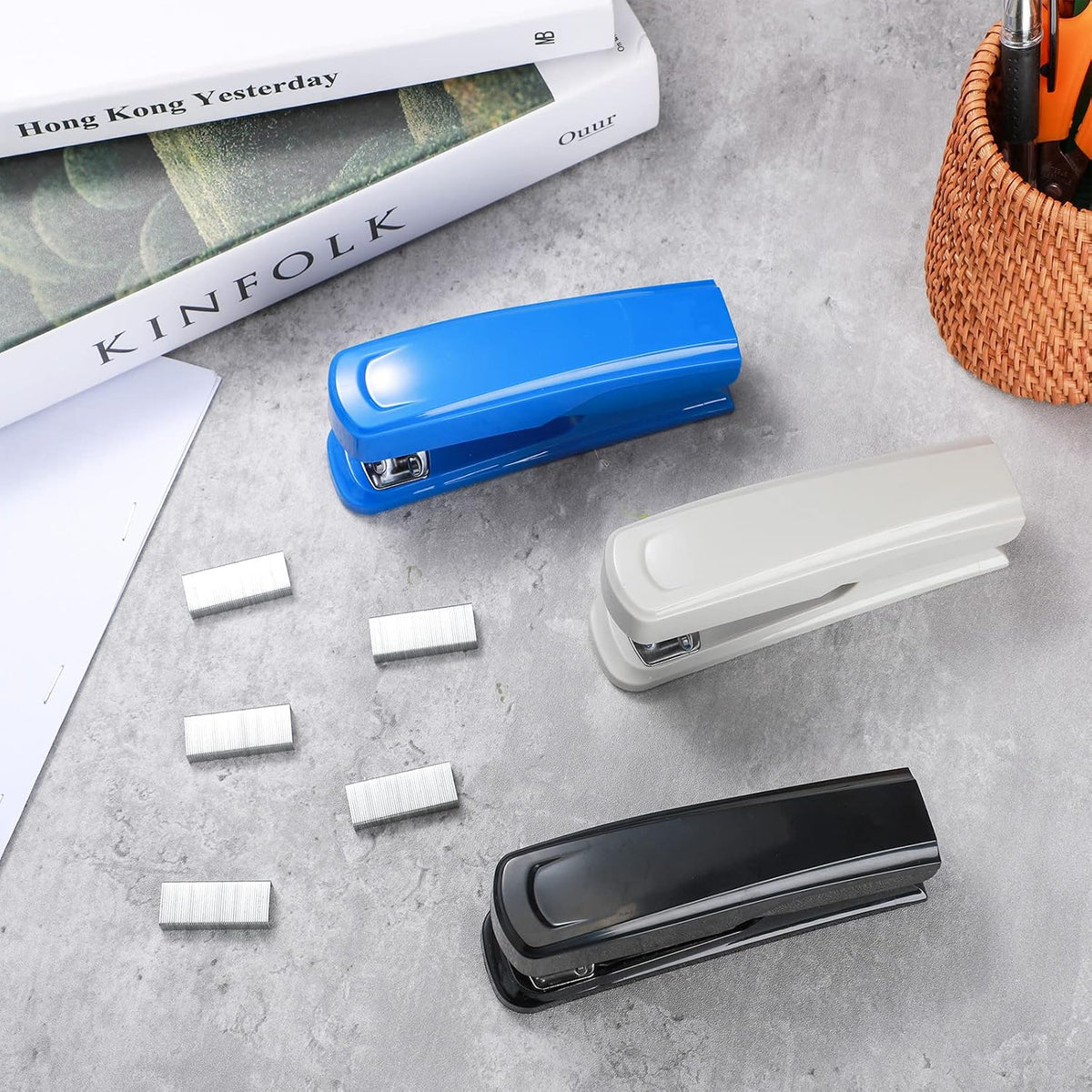 Zubebe 6 Pcs Desktop Stapler School College Office, Black, Blue, Gray