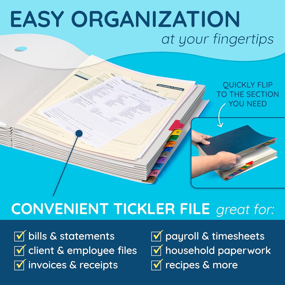 Blue Summit Supplies Expanding Desk File Sorter, Alphabetical, Letter Size