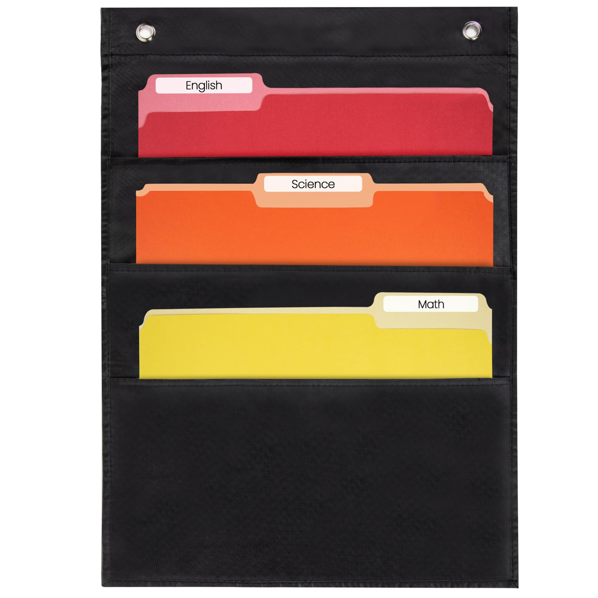 Essex Wares- 10 Pocket File Folder Pocket Chart, Black, 14" Wide x 47" Tall