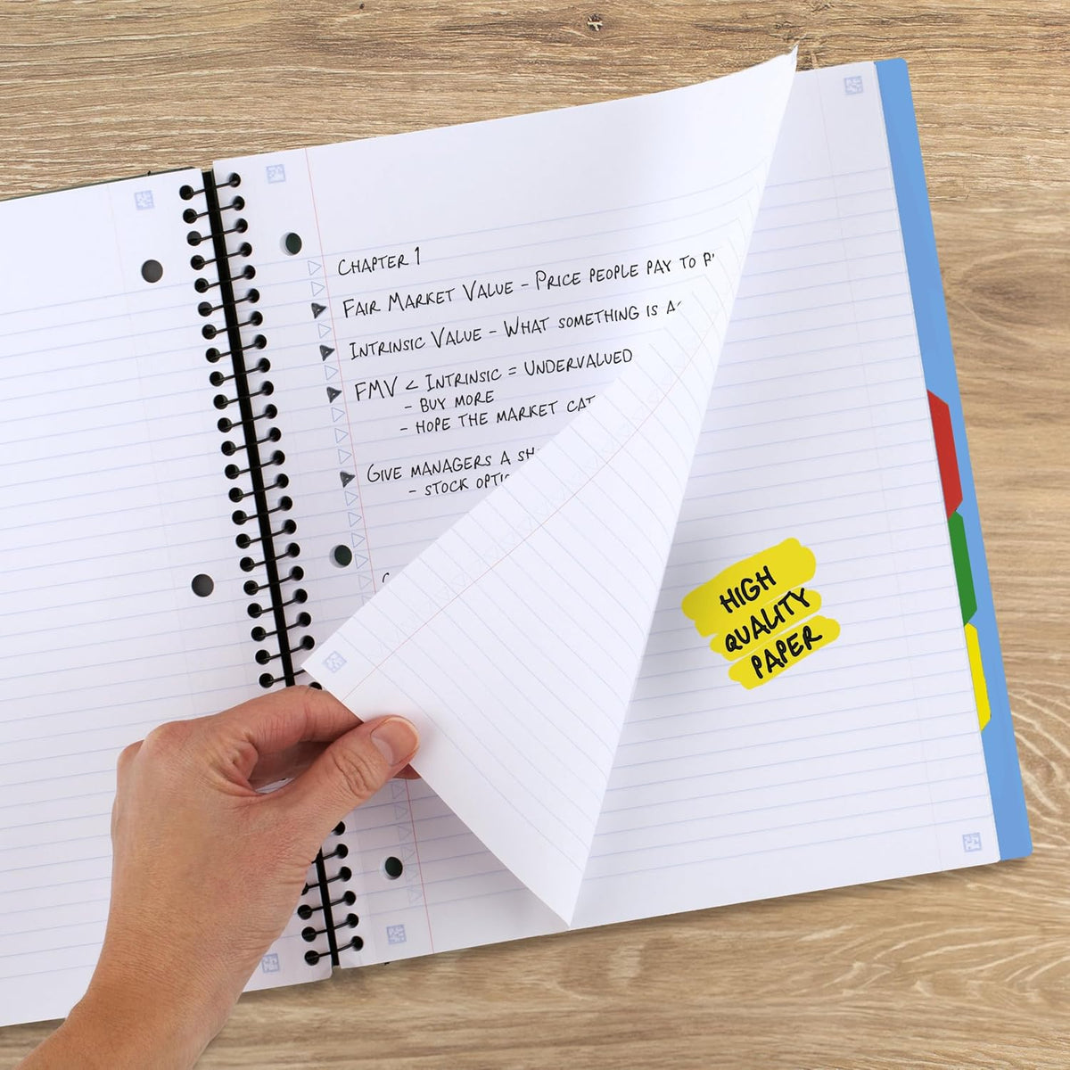 Five Star Advance Spiral Notebook + Study App, 5 Subject, College Ruled Paper, 8-1/2" x 11", 200 Sheets, Spiral Guard, Movable Tabbed Dividers, Pacific Blue (73150)