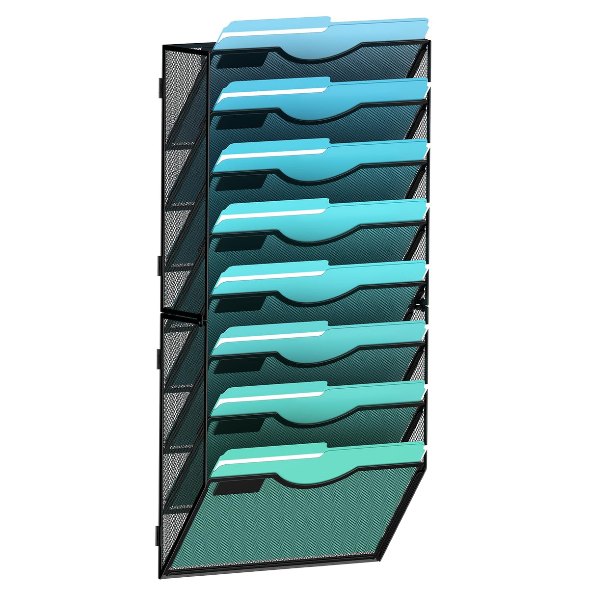 Gawerk 5 Tier Hanging Wall File Organizer, Mesh Mail Paper Orgnization Hanging File Folder Holder for Home Office, Black