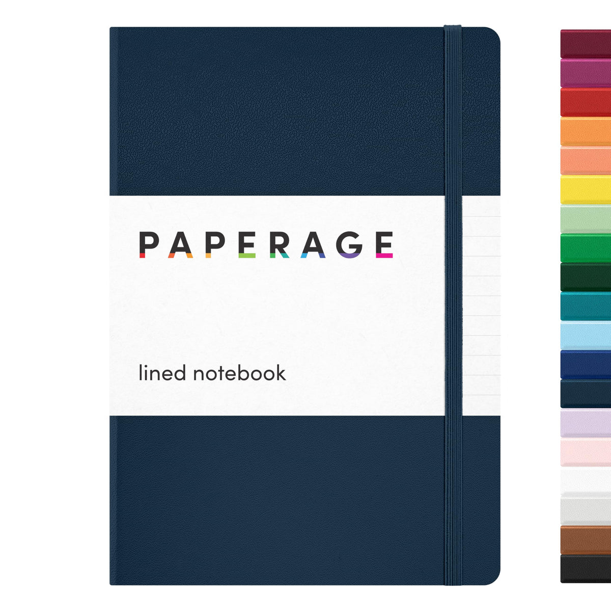 PAPERAGE Lined Journal Notebook, Hardcover Journal for Women & Men, 160 Pages, (5.6 in x 8 in), College Ruled Journaling Notebook for Work, School Supplies & Note Taking, (Black)