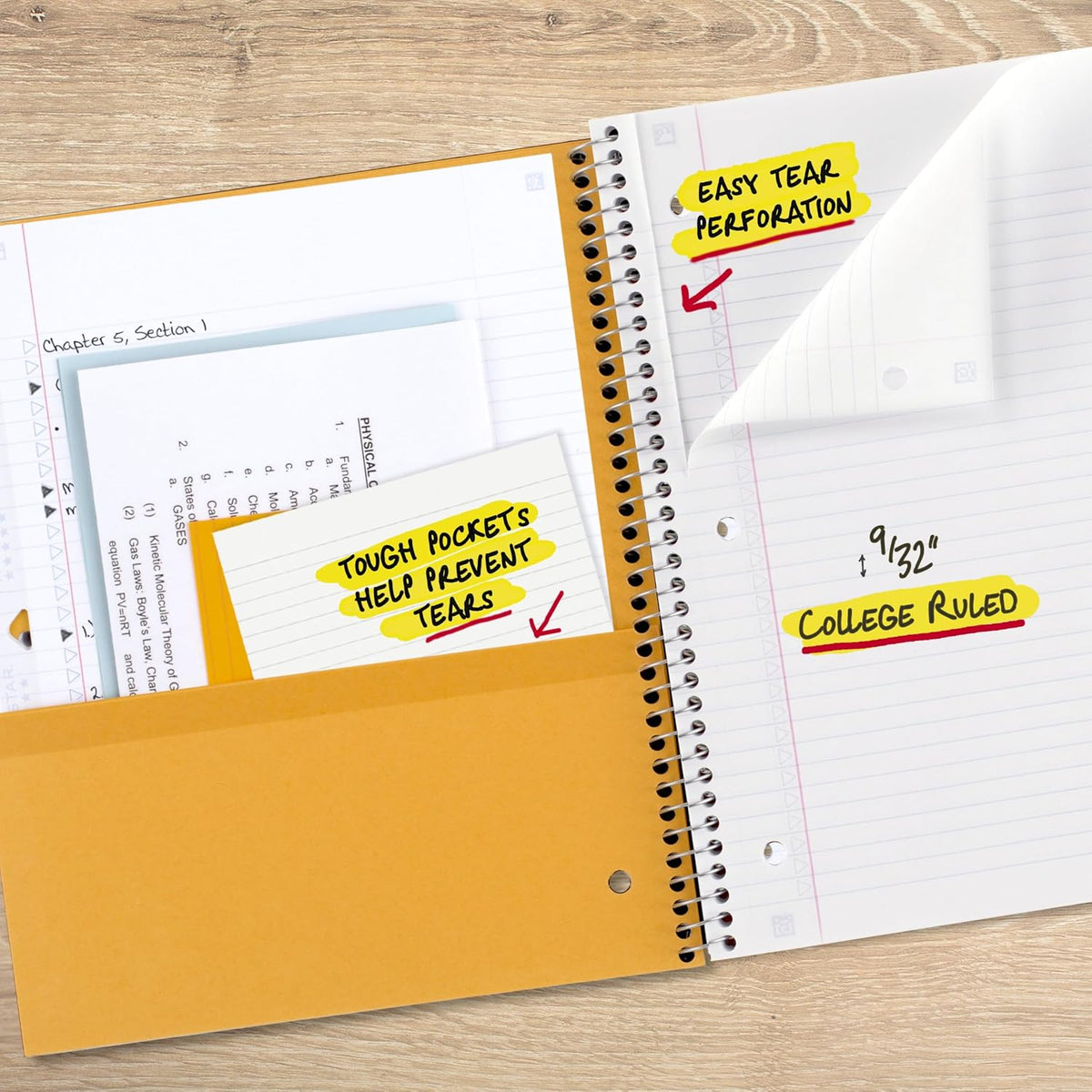 Five Star Spiral Notebook + Study App, 6 Pack, 1 Subject, College Ruled 8.5" x 11" Paper, 100 Sheets, Fights Ink Bleed, Customizable Water Resistant Cover, Assorted Colors (820045-ECM)