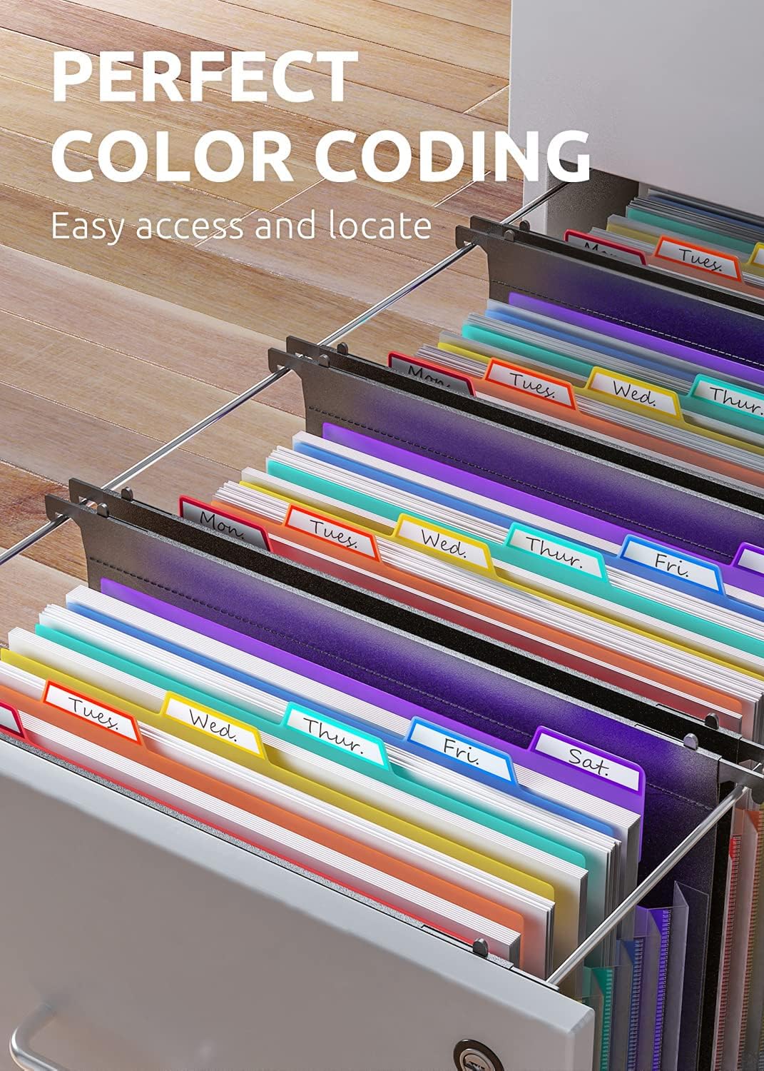 ThinkTex Plastic Expanding Hanging File Folders, 7 * 1.2" Accordion Pockets