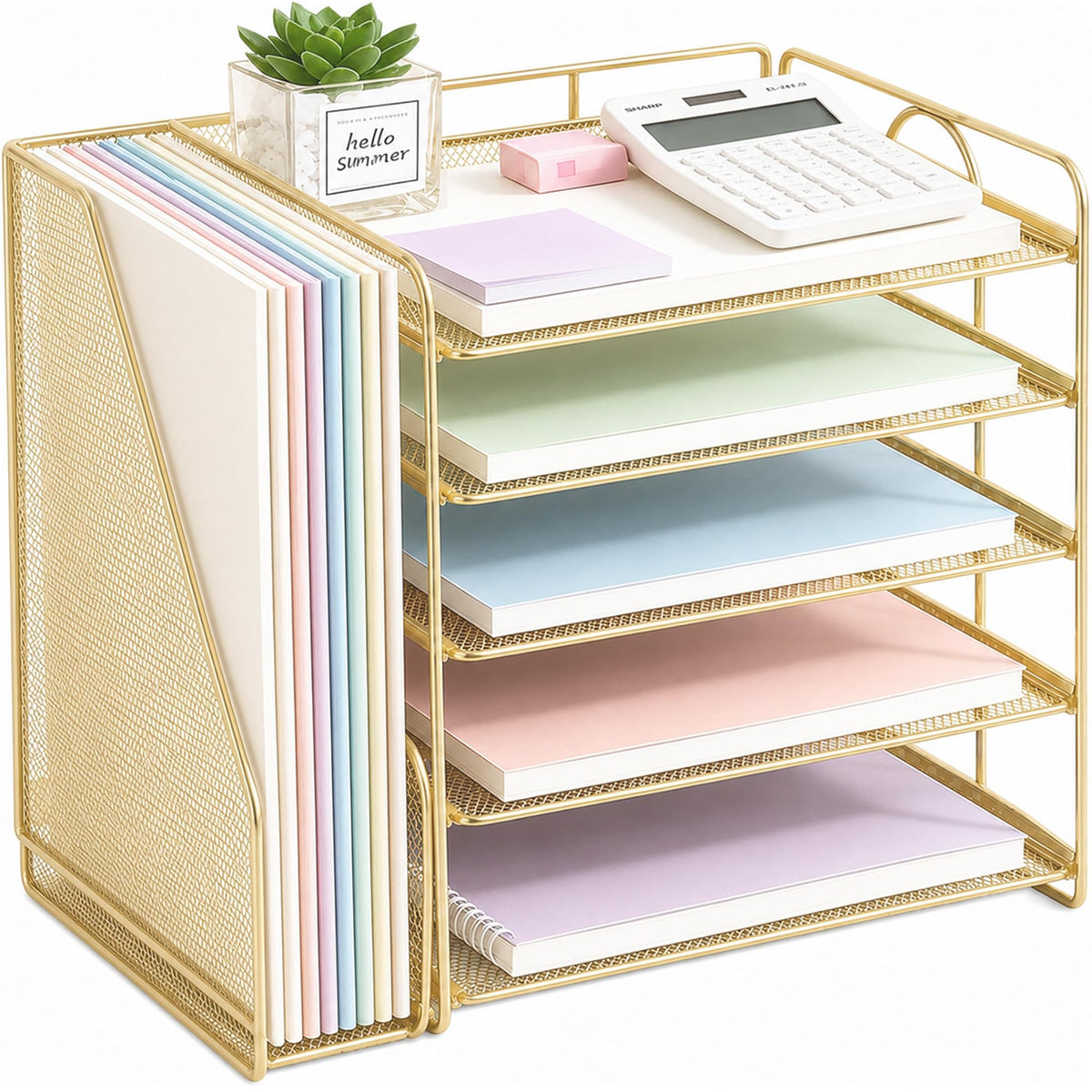 OPNICE Desk Organizer, 5-Tier Paper Organizer Letter Tray, Black