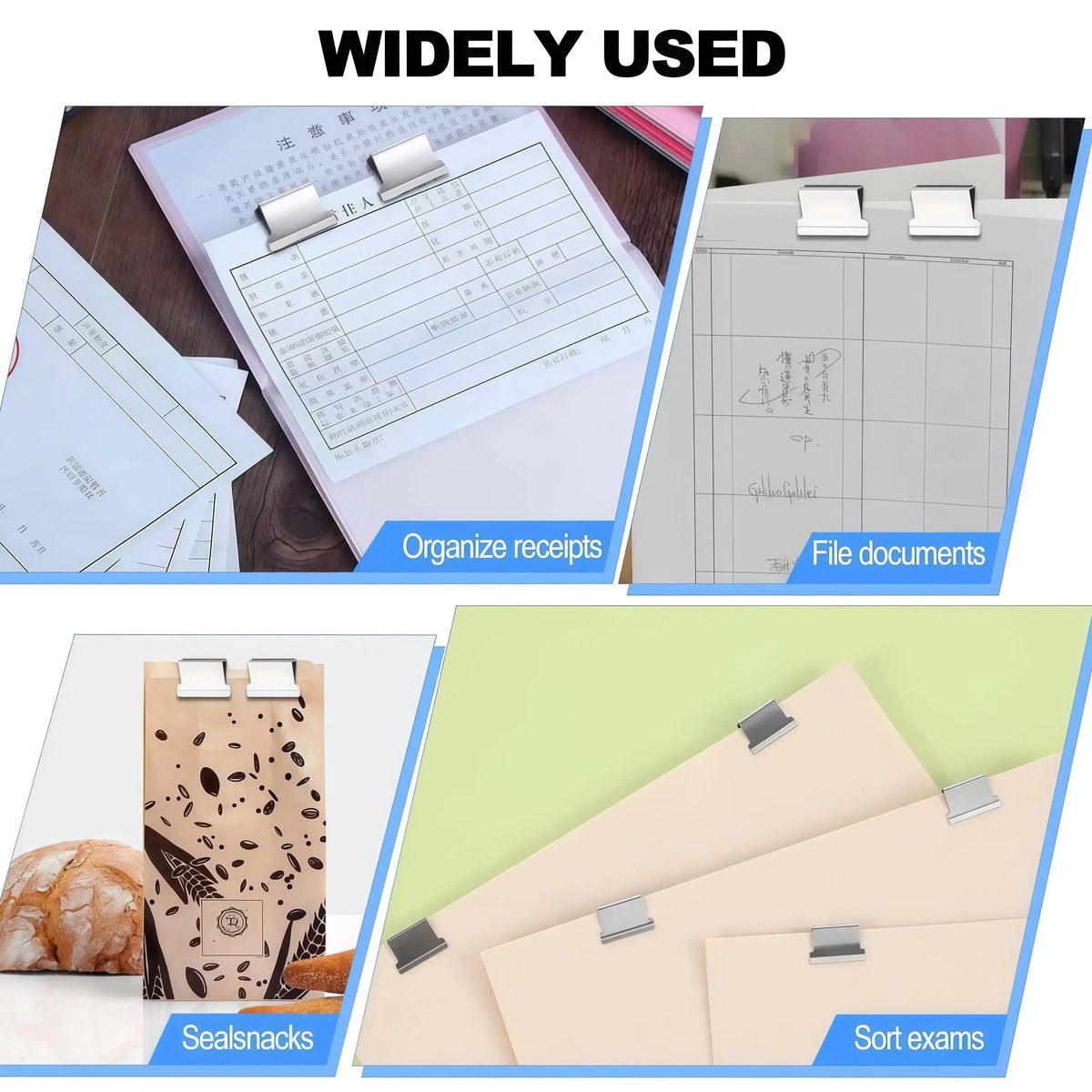 2 Pcs Portable Binder Clip Stapler, with 100 Pcs Small Binder Clips, Non-Destructive Paper Clam Dispenser for Office, Home, School