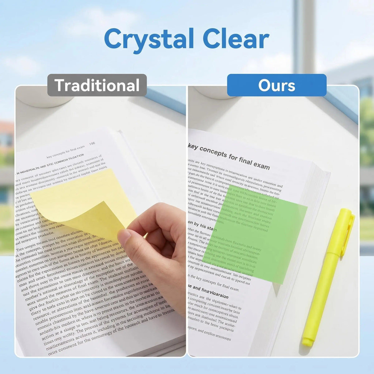 Rarler Transparent Pull-Out Glitter Sticky Notes (12 Boxes, 960 Total) - Office Stationery, Back to School Essentials, Student Study Notes, Strong Adhesion, Quality Paper, 80 Per Pad, 50 Reuses, No Residue Desk Accessory, School Supplies Shopping Item