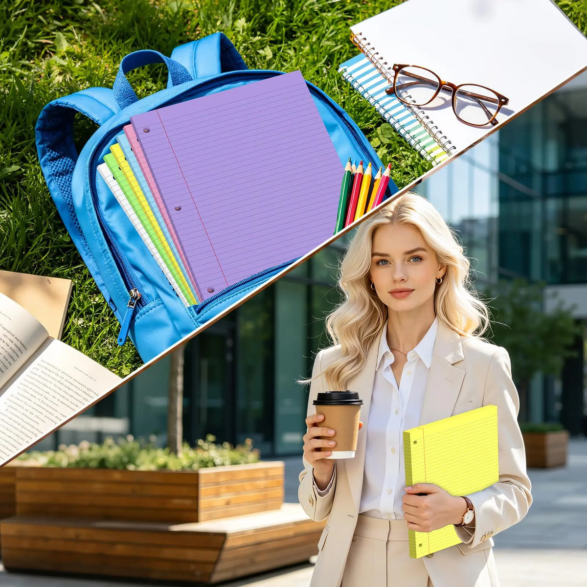 Loose Leaf Paper 8x10.5 Colored Filler Paper 120 Sheets College Ruled Paper