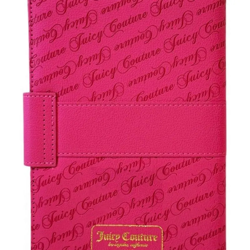Juicy Couture Faux Leather with Gold Foil Lips Notebook Set with 1 Smooth Writing Retractable Stone Heart Detail Gel Pen, Office Stationery Supplies, Writing Stationery