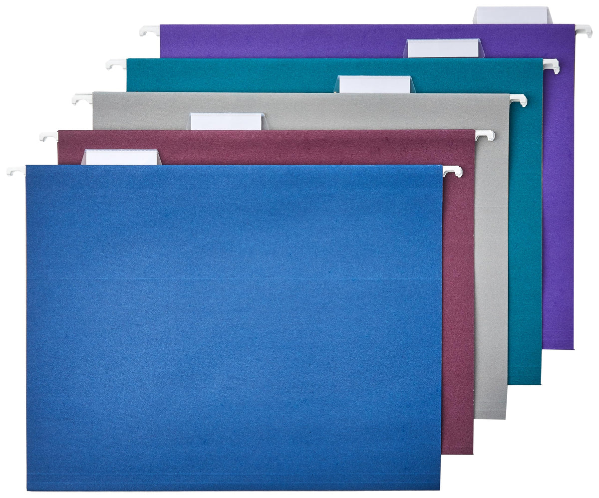 Amazon Basics Hanging File Folders with Adjustable Tabs for Document Organization, Letter Size, 8.5x11 inches, Black, 25-Pack