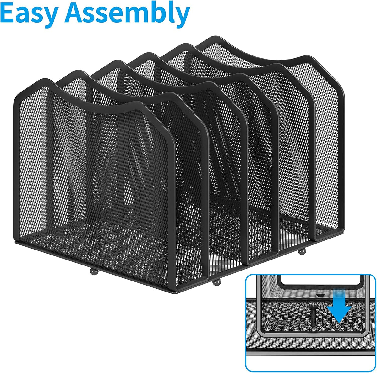 Simple Trending 5-Section Vertical File Organizer, Black