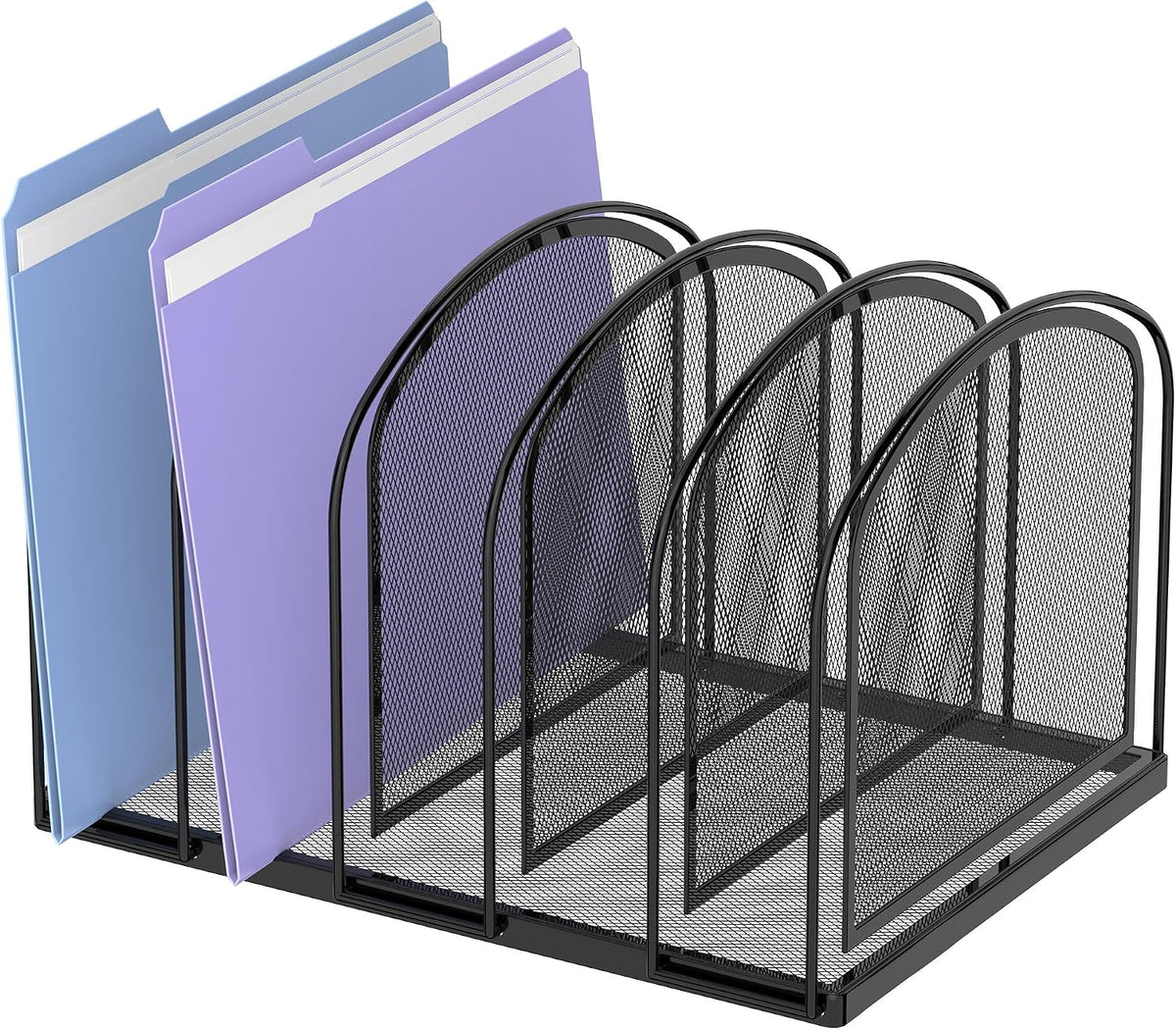 SUPEASY 5-Section File Organizer for Desk, Metal File Folder Holder, Black