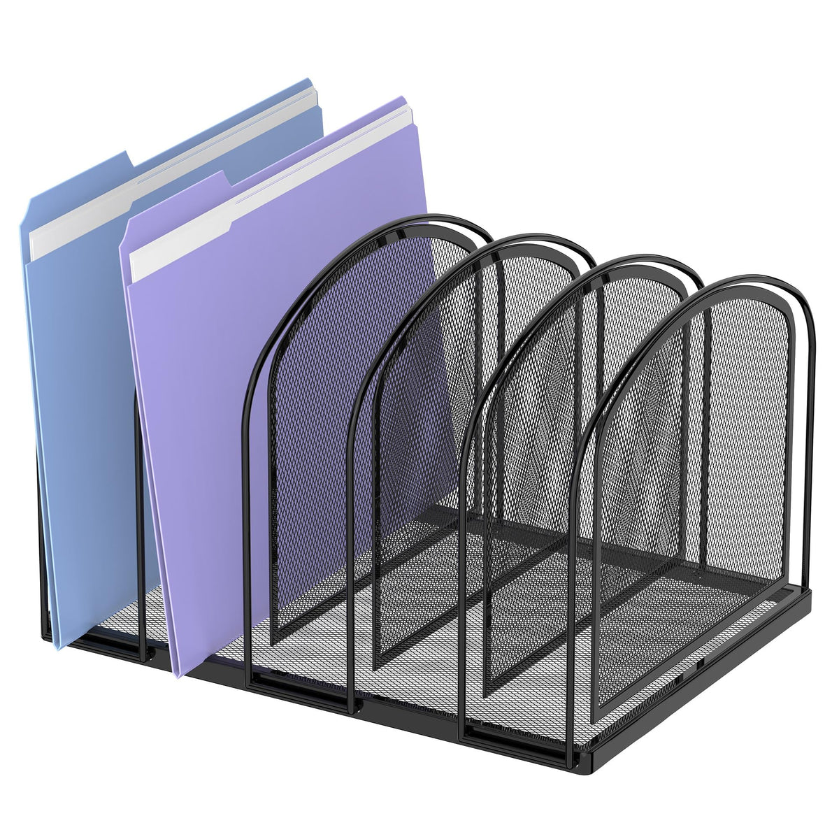 SUPEASY 5-Section File Organizer for Desk, Metal File Folder Holder, Black