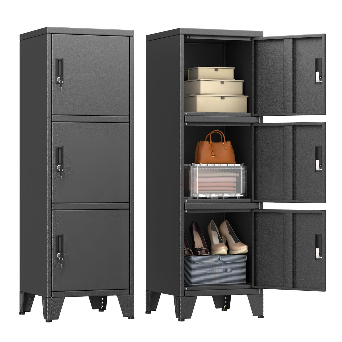 2 Drawer Metal File Cabinet with Lock,Lateral Filing Storage Cabinets,Steel Wide File Organization for Legal/Letter/A4/F4 Size with Hanging Files&Key,Lockable Printer Stand for Home Office, Black