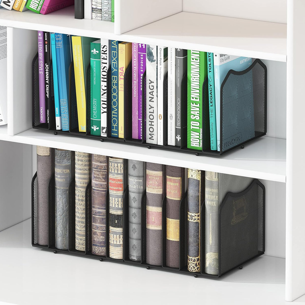 Simple Trending 5-Section Vertical File Organizer, Black