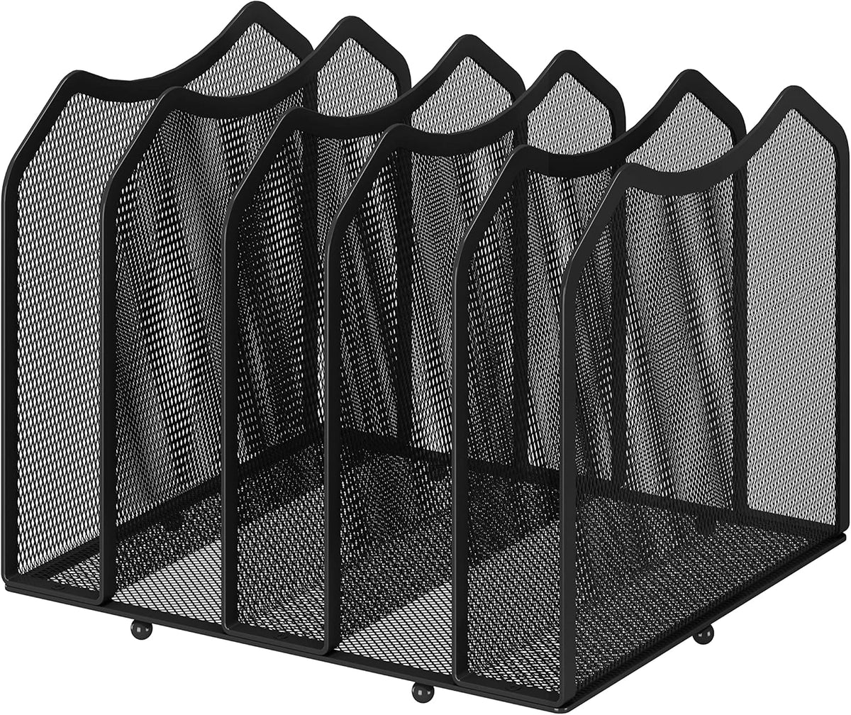 Simple Trending 5-Section Vertical File Organizer, Black