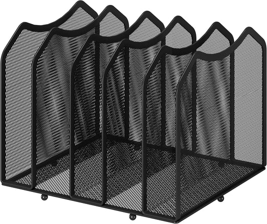 Simple Trending 5-Section Vertical File Organizer, Black
